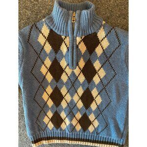 Calvin‎ Klein Jeans Quarter Zip Sweater Toddler Boys 18m Blue Argyle Pullover